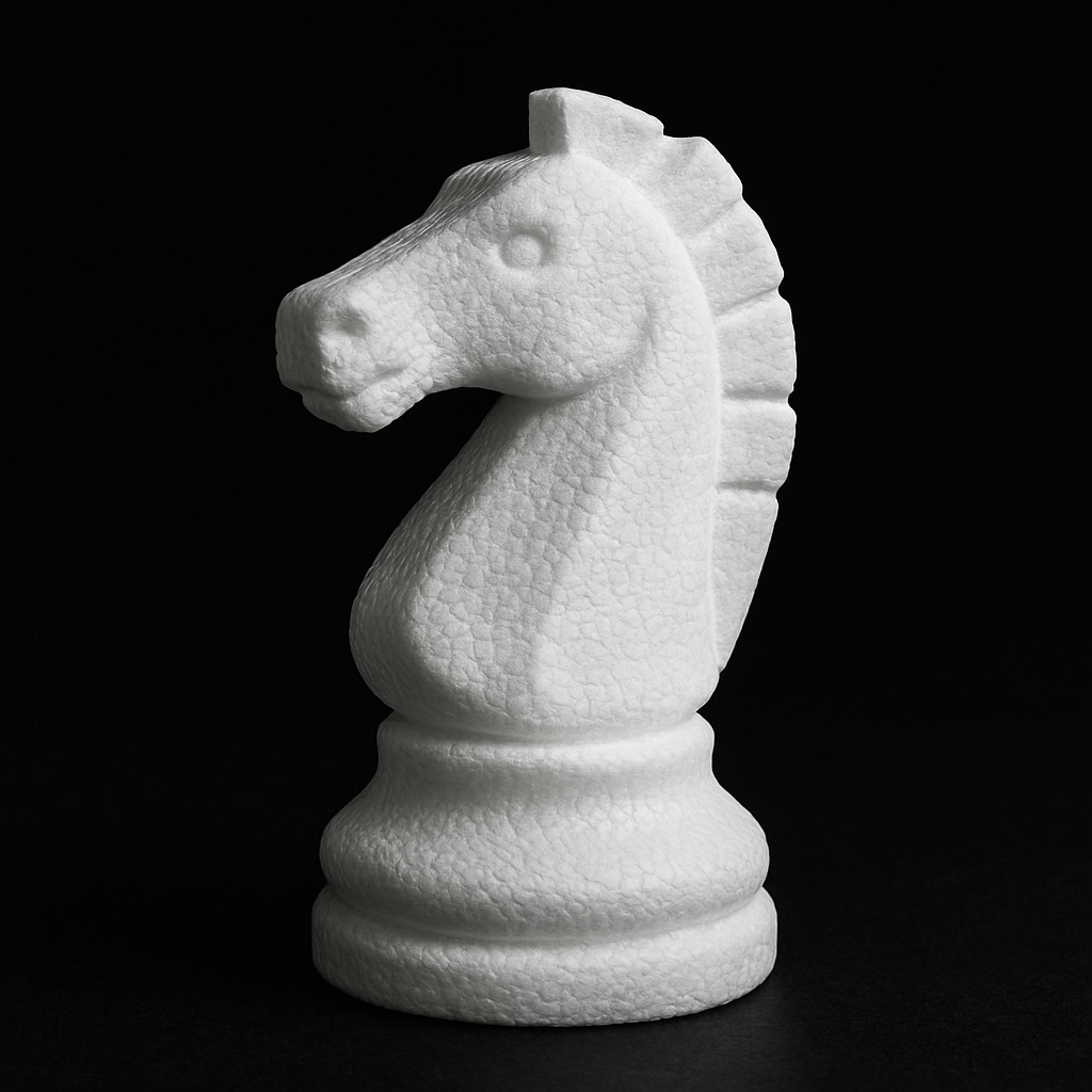 An ai generated knight chess piece made out of EPS foam