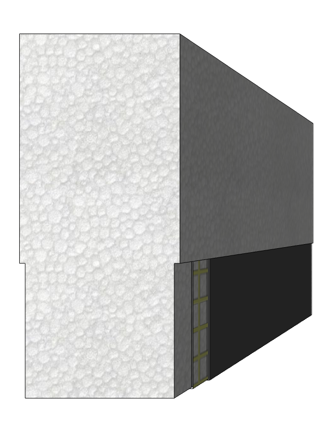3.5 by 8.0 inch EIFS starter board that FoamWorks manufactures for EIFS building projects
