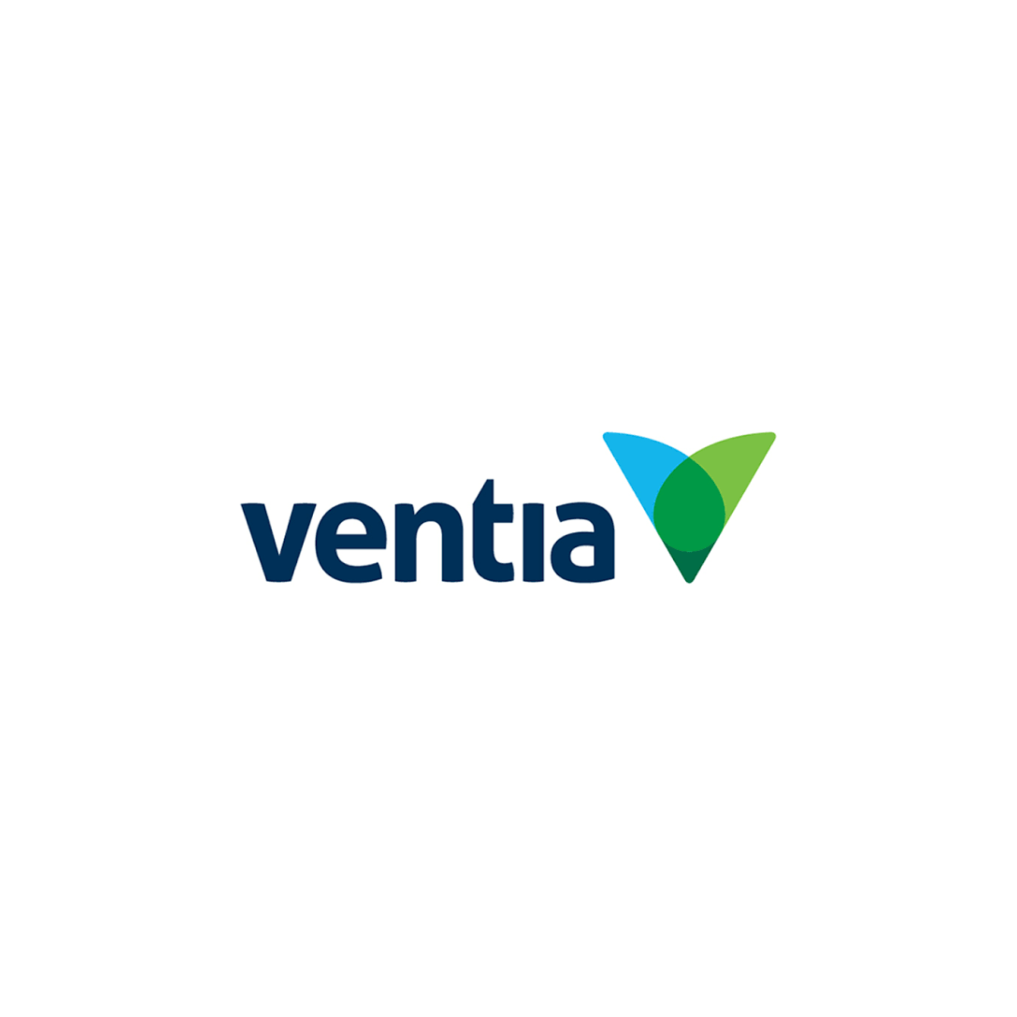 Partial logo with the words 'ventra' and a stylized leaf design in blue and green.
