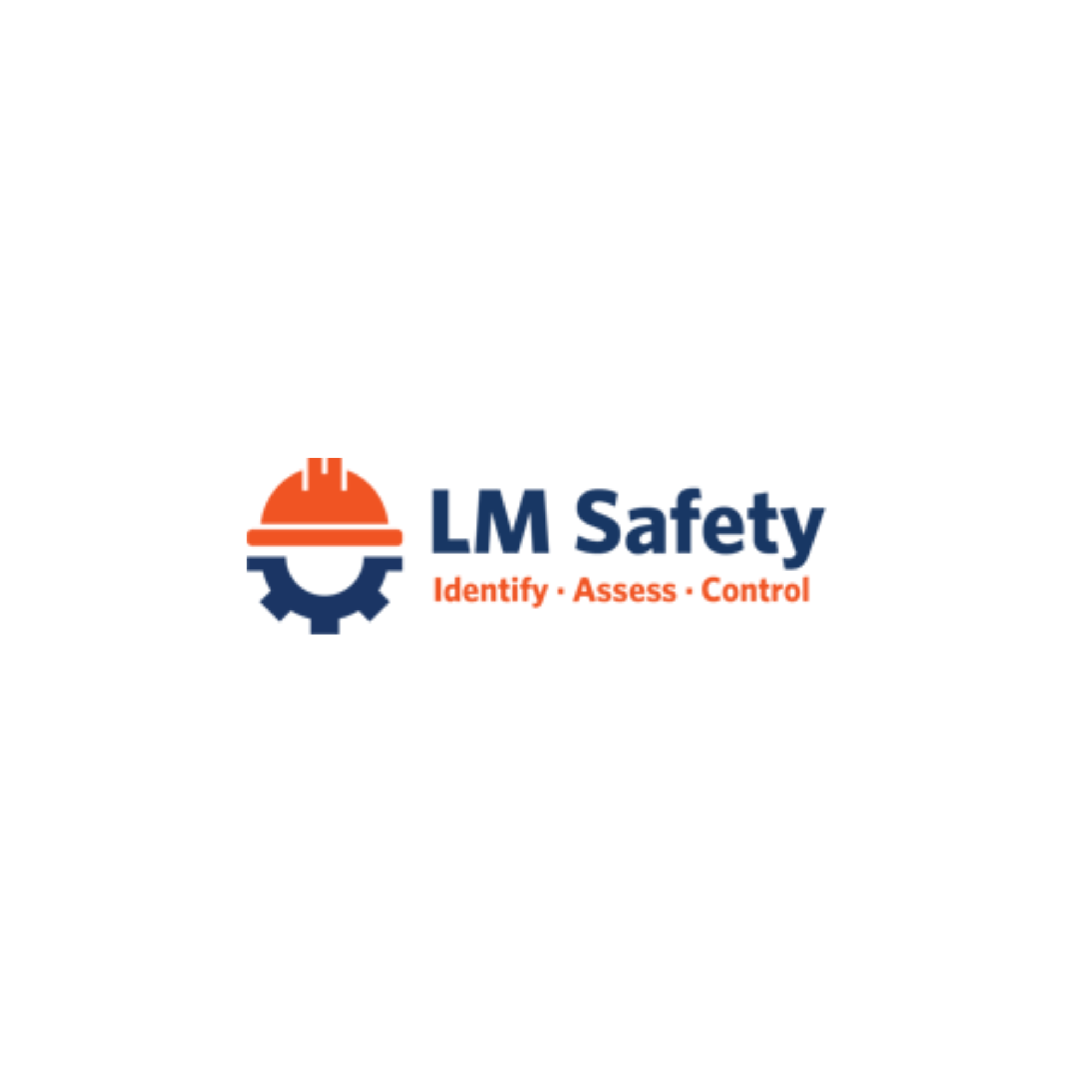 LM Safety logo with a gear and safety helmet icon, tagline 'Identify - Assess - Control'