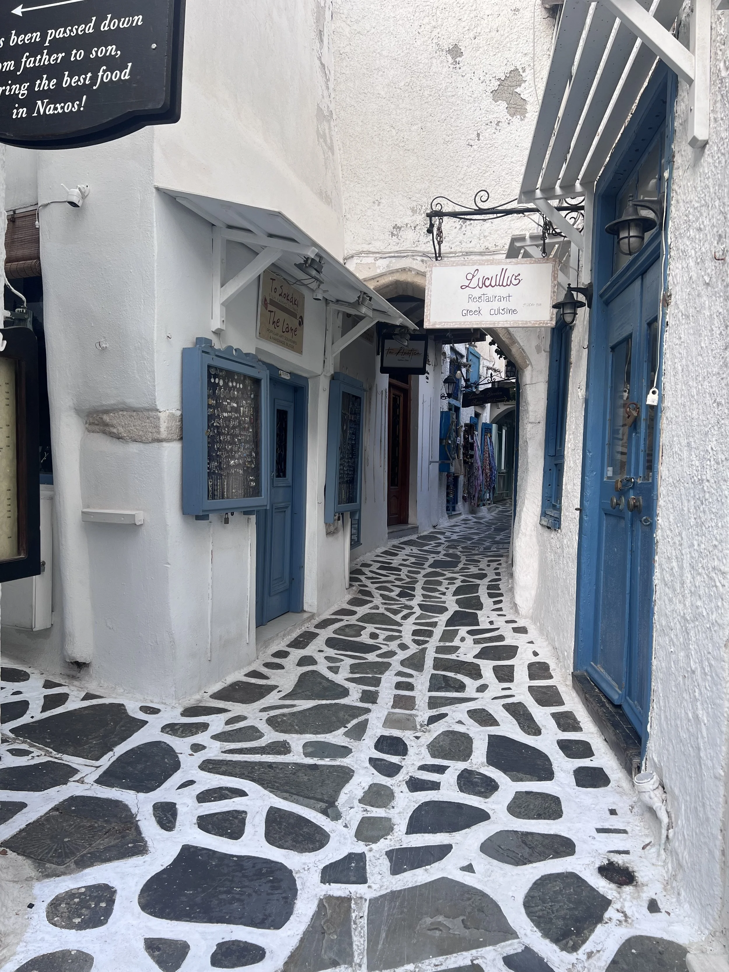 Naxos Old Town windy pathway in the shops.