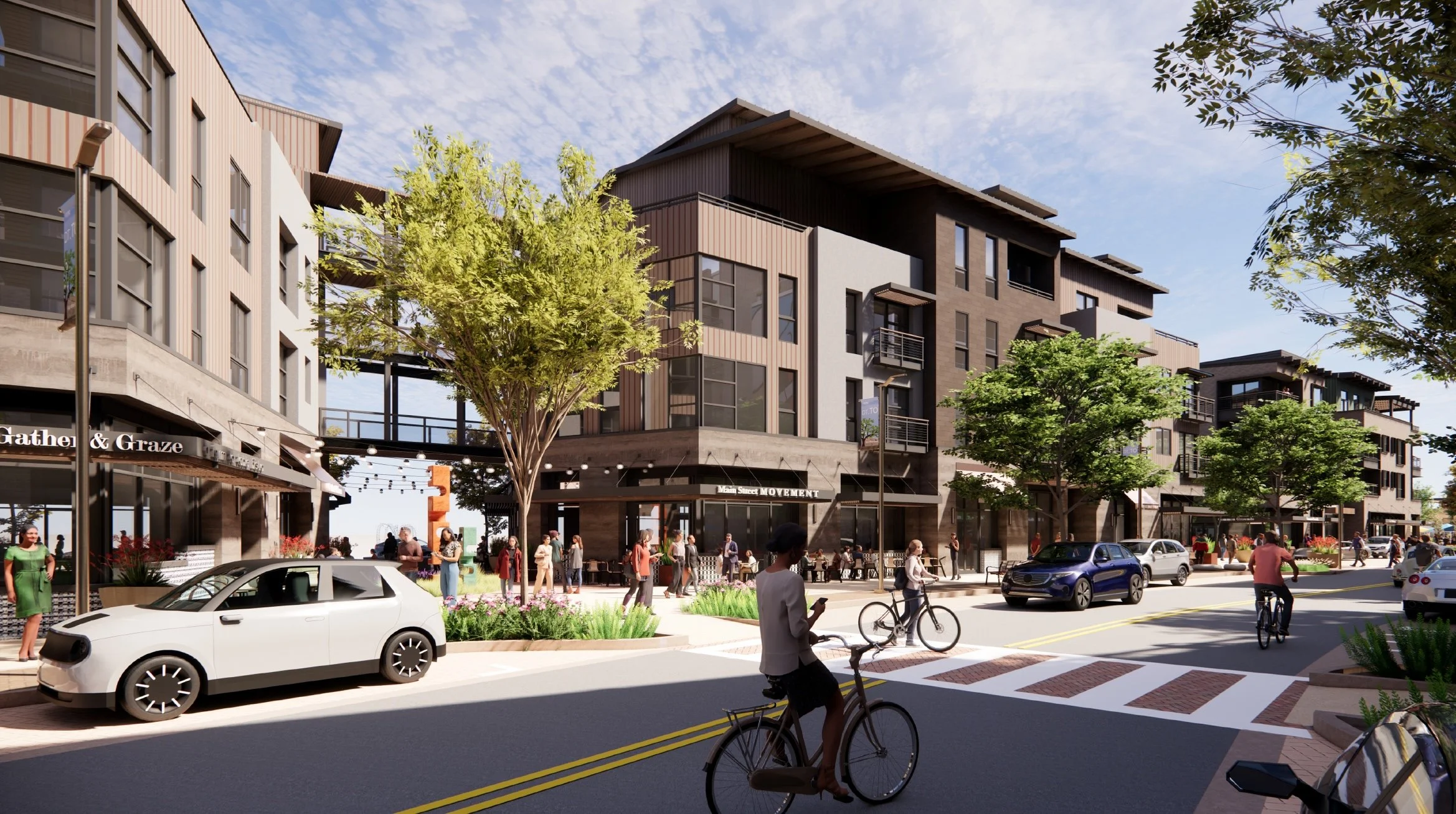 Mixed-use buildings along "Main St."