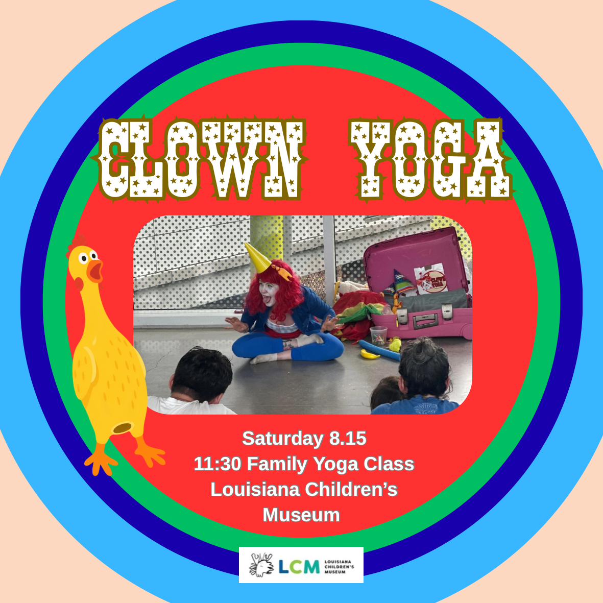 Family Clown Yoga at LCM!