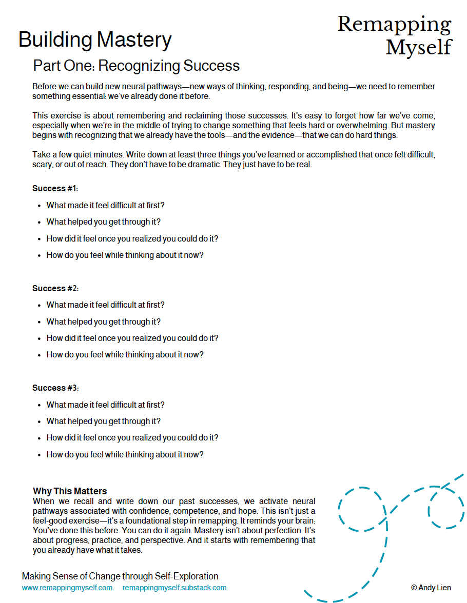 Building Mastery Worksheet: Recognizing Success