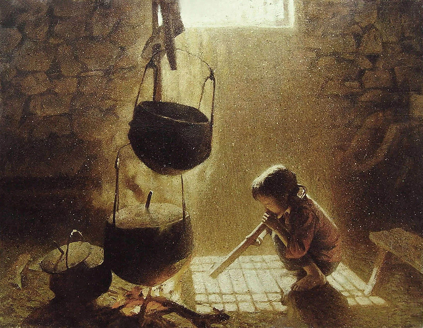 Blowing the Embers , 1987, Oil on Canvas, 78X98cm.