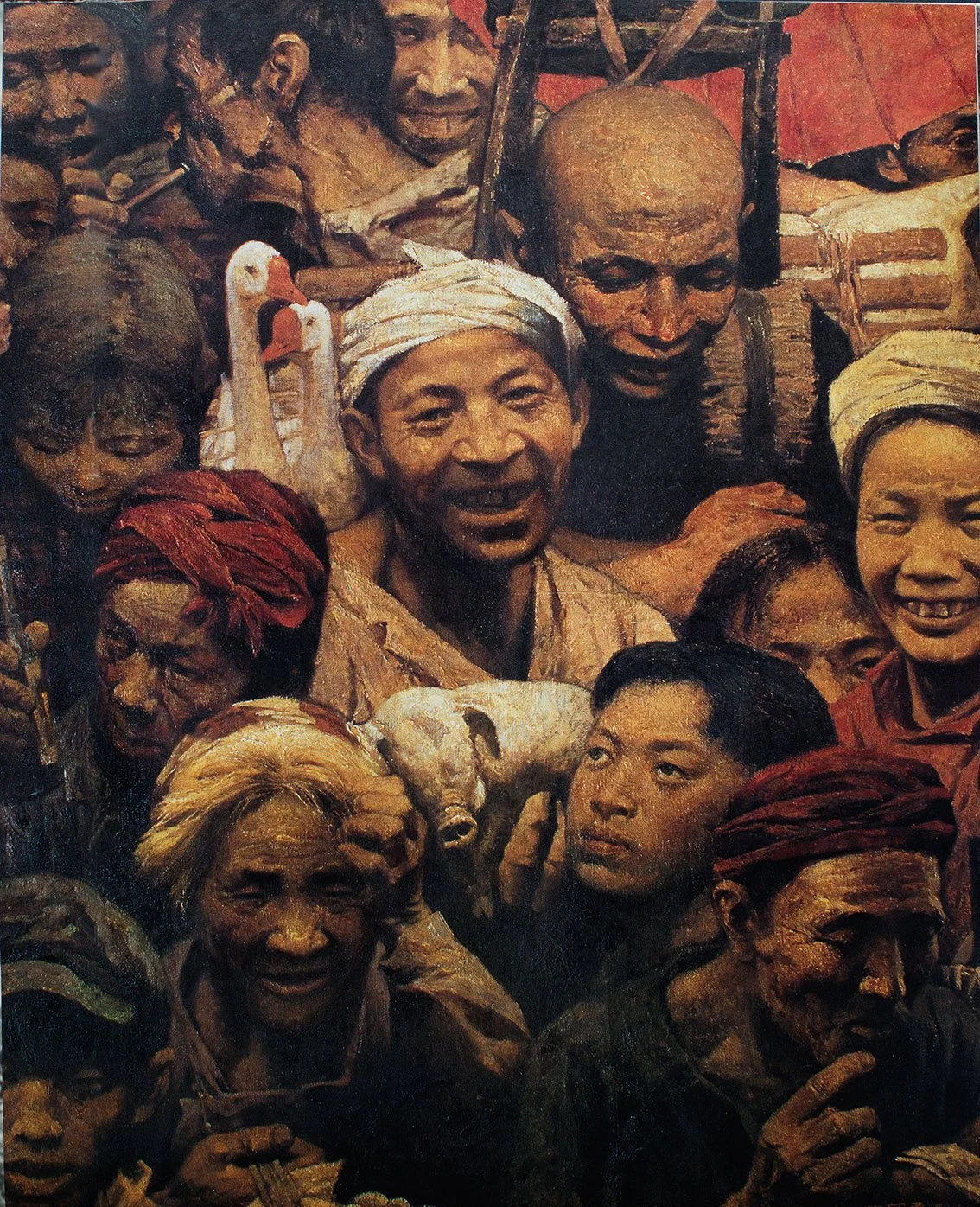 Villagers, 1982, Oil on Canvas, 140X110.5cm.
