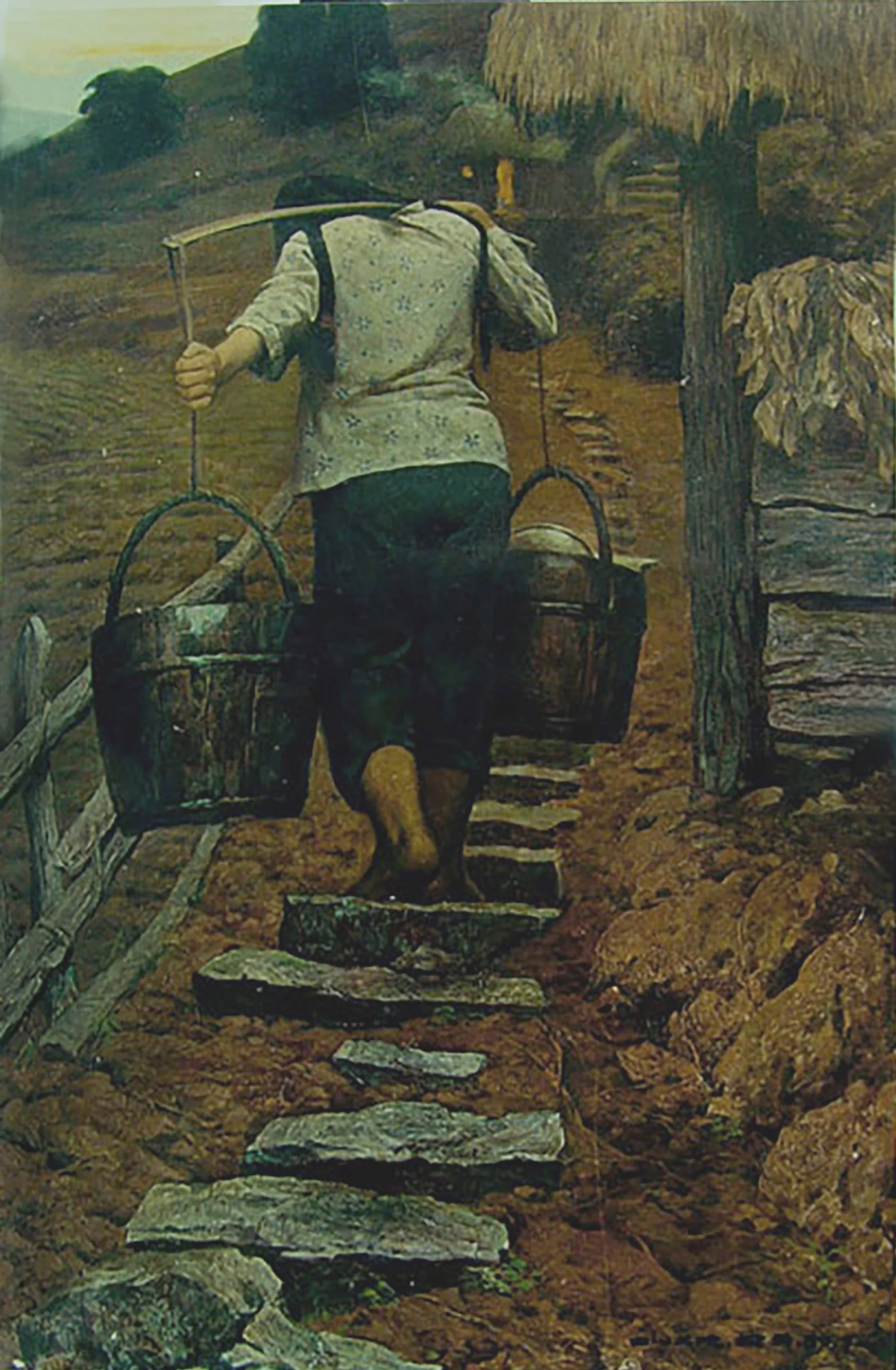 The girl Carrying Water, 1989, Oil on Canvas, 120X70cm.