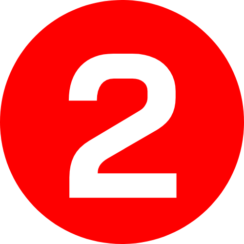 Red circular sign with a white number 2 in the center.
