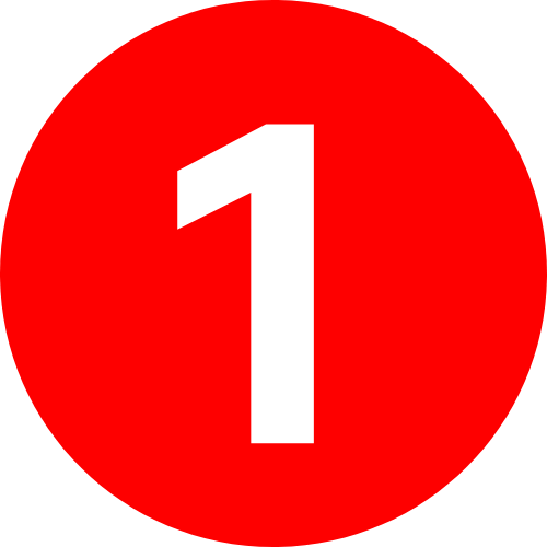 Red circular sign with a large white number 1 in the center.