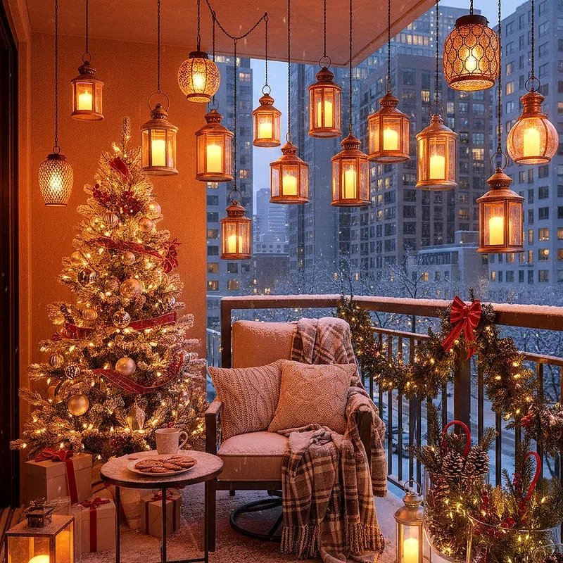 Apartment Balcony Christmas Decorating Ideas