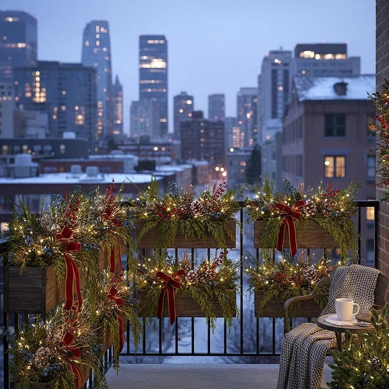 Apartment Balcony Christmas Decorating Ideas