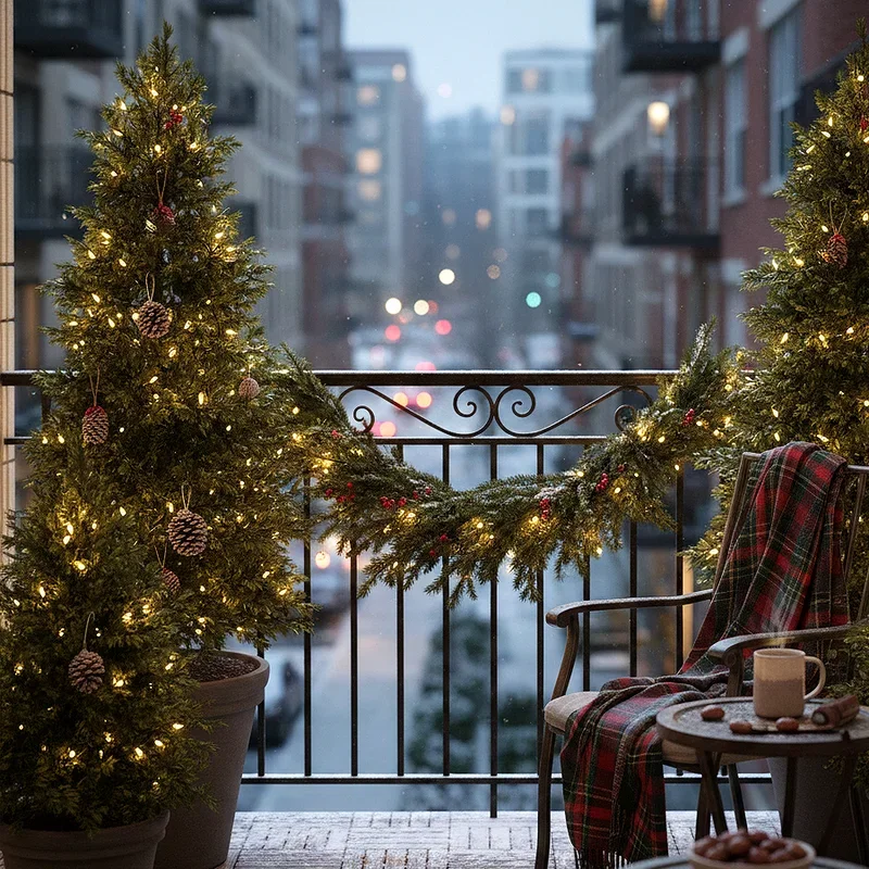 Apartment Balcony Christmas Decorating Ideas