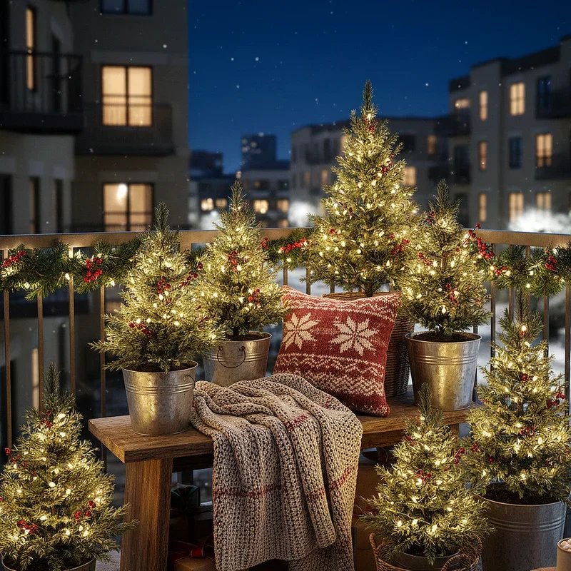 Apartment Balcony Christmas Decorating Ideas