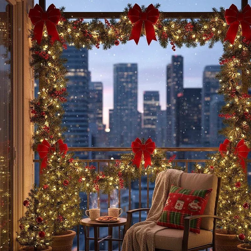 Apartment Balcony Christmas Decorating Ideas