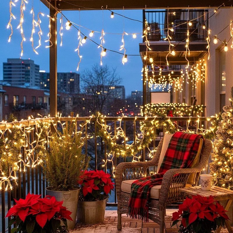 Apartment Balcony Christmas Decorating Ideas