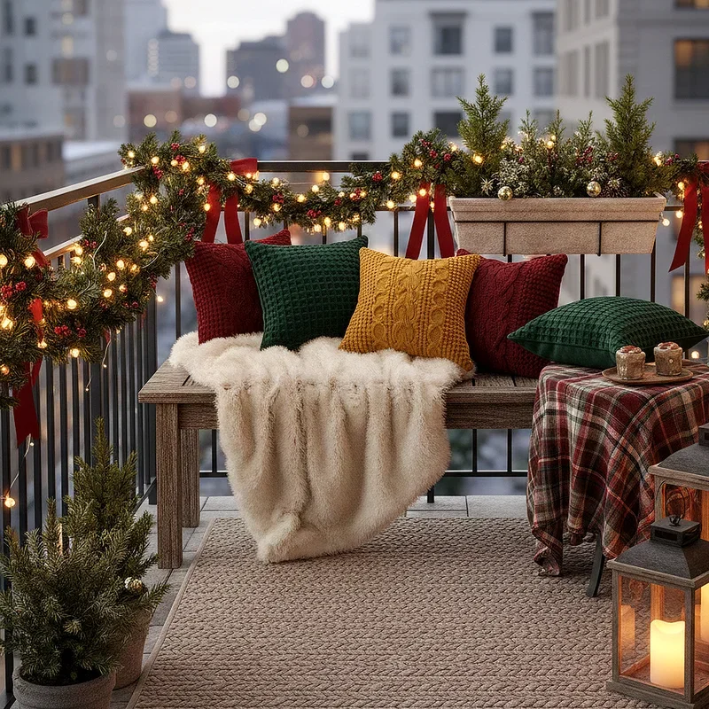 Apartment Balcony Christmas Decorating Ideas