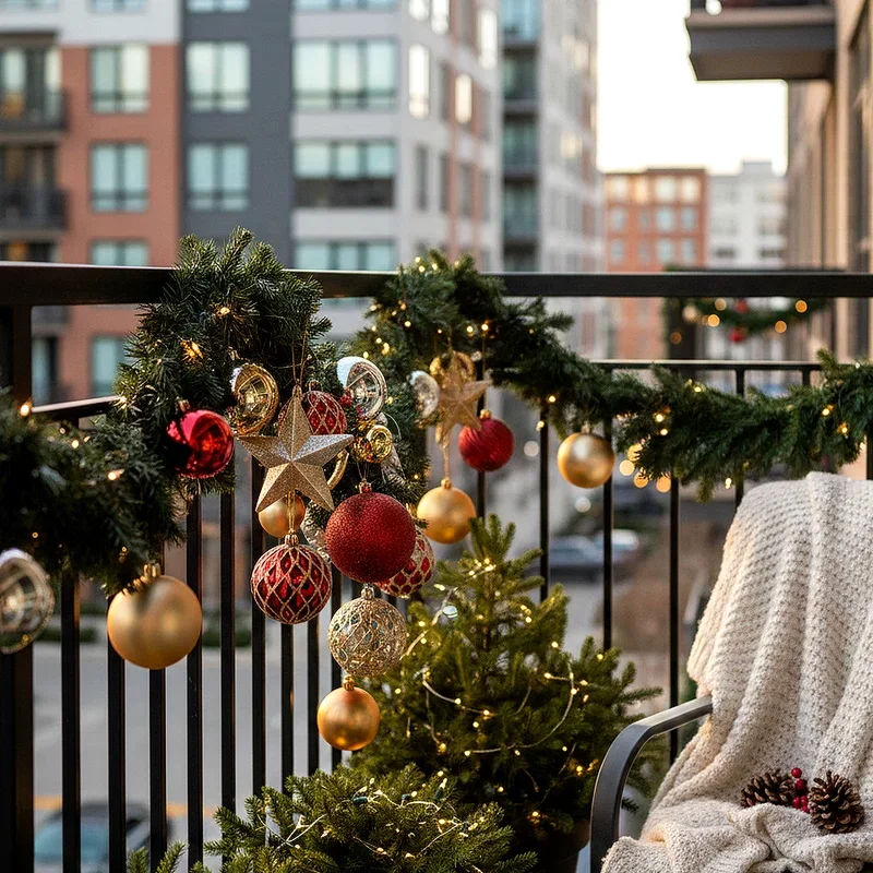 Apartment Balcony Christmas Decorating Ideas