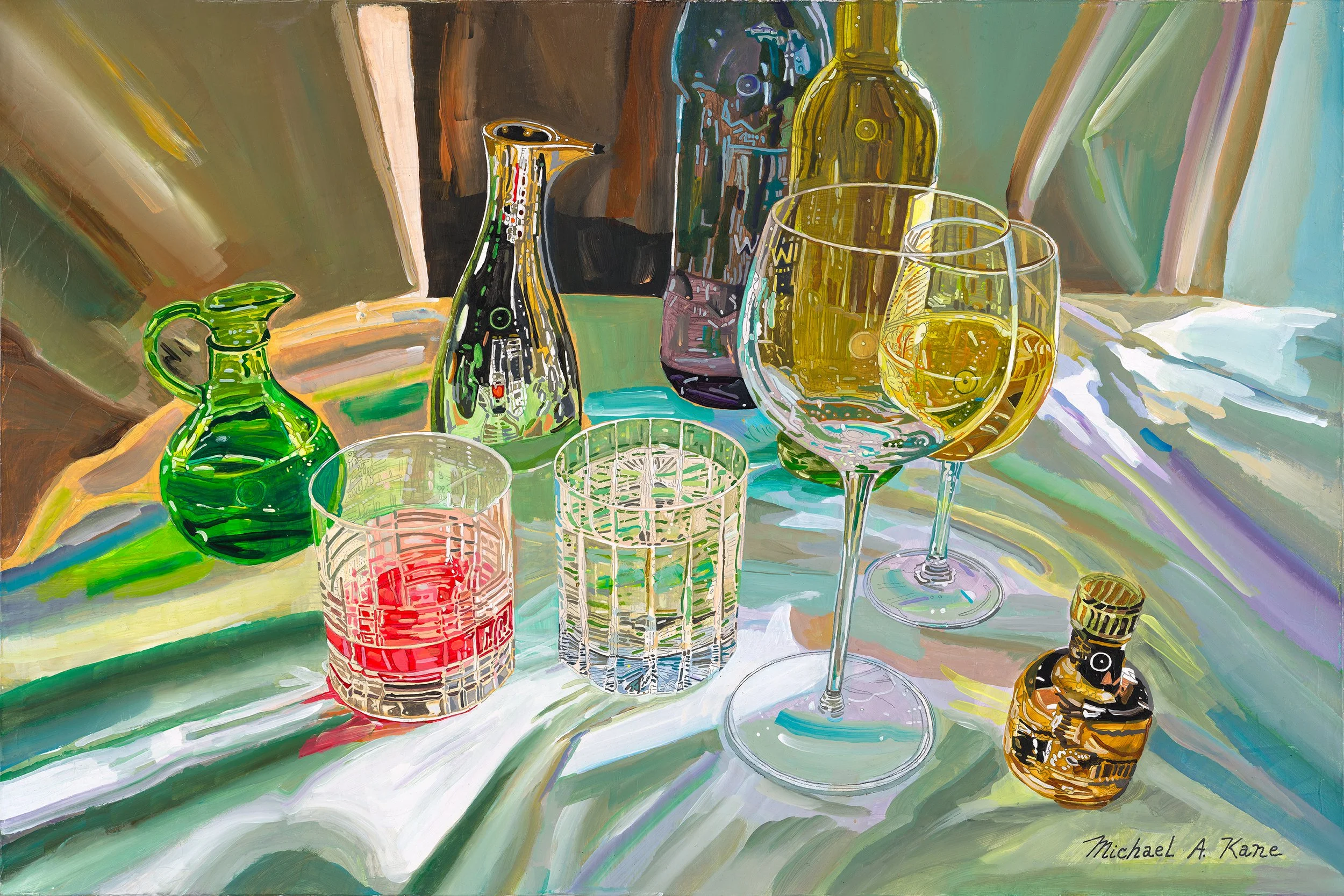 still life with crystal whisky glasses 