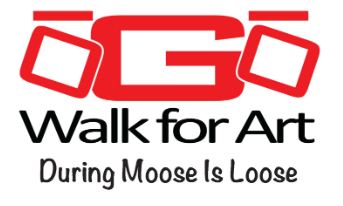 Logo for GOG Walk for Art with the tagline 'During Moose is Loose'