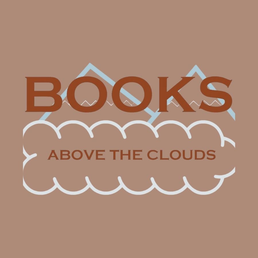 Book cover with the title 'Books Above the Clouds', featuring a mountain range and a cloud design in brown, white, and blue tones.