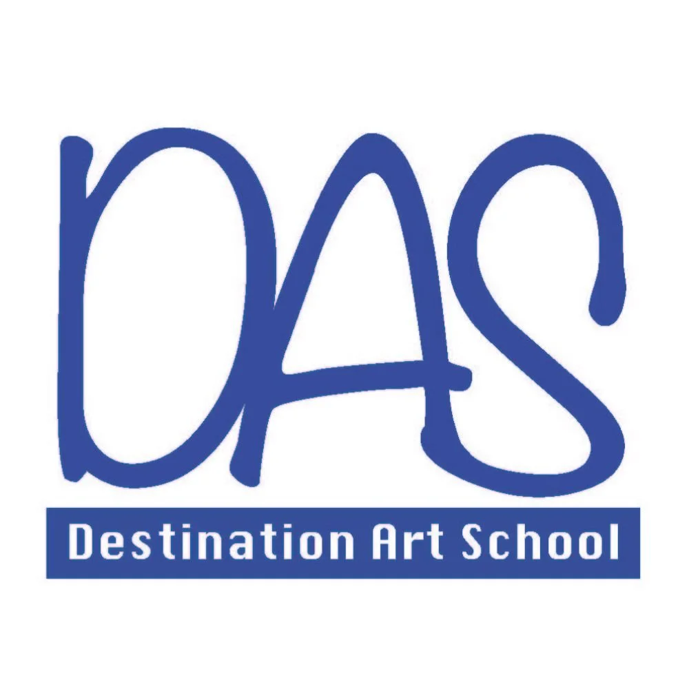 Logo of DASA Destination Art School with stylized blue text and a blue bar containing the school name.