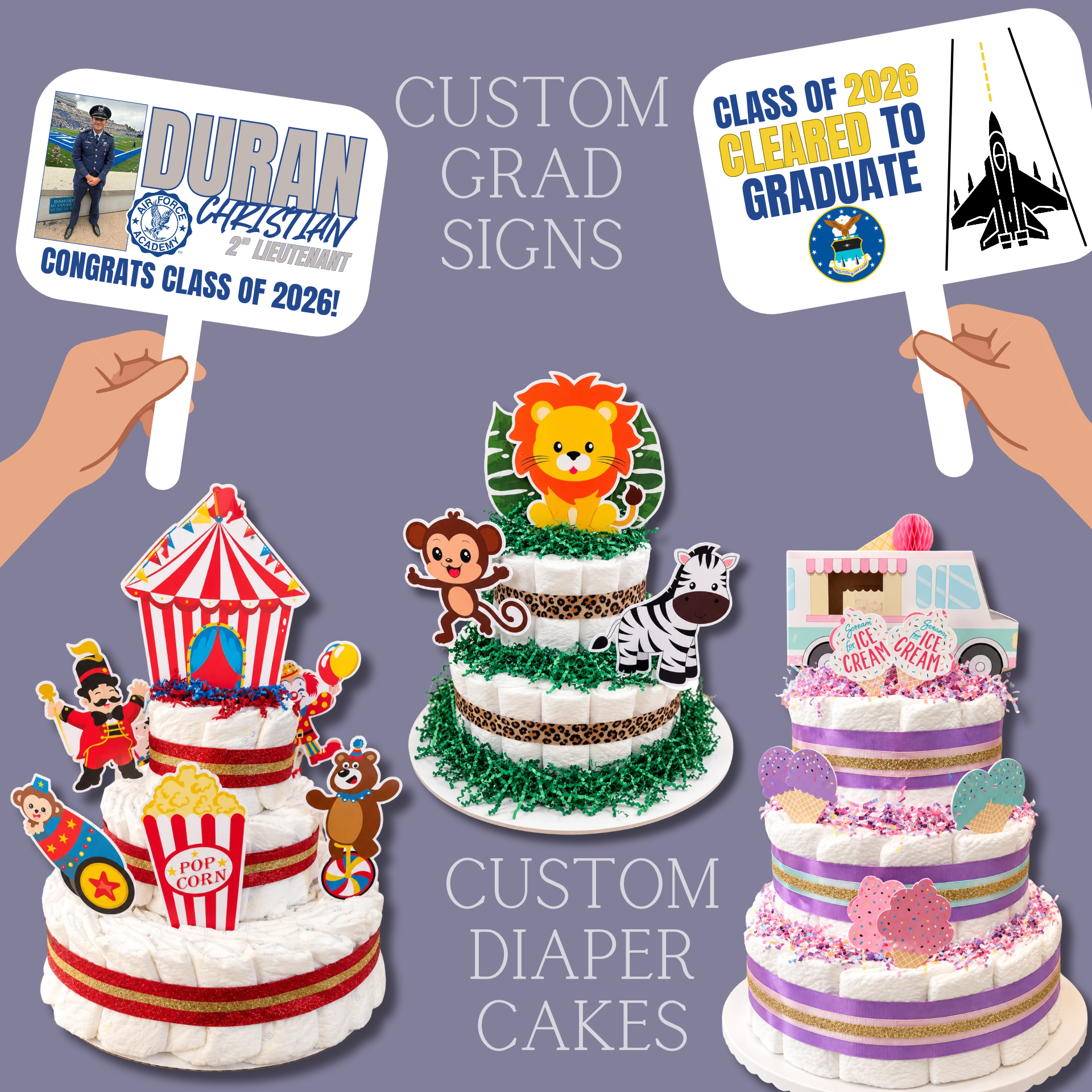 Grad Sign + Diaper Cake.png