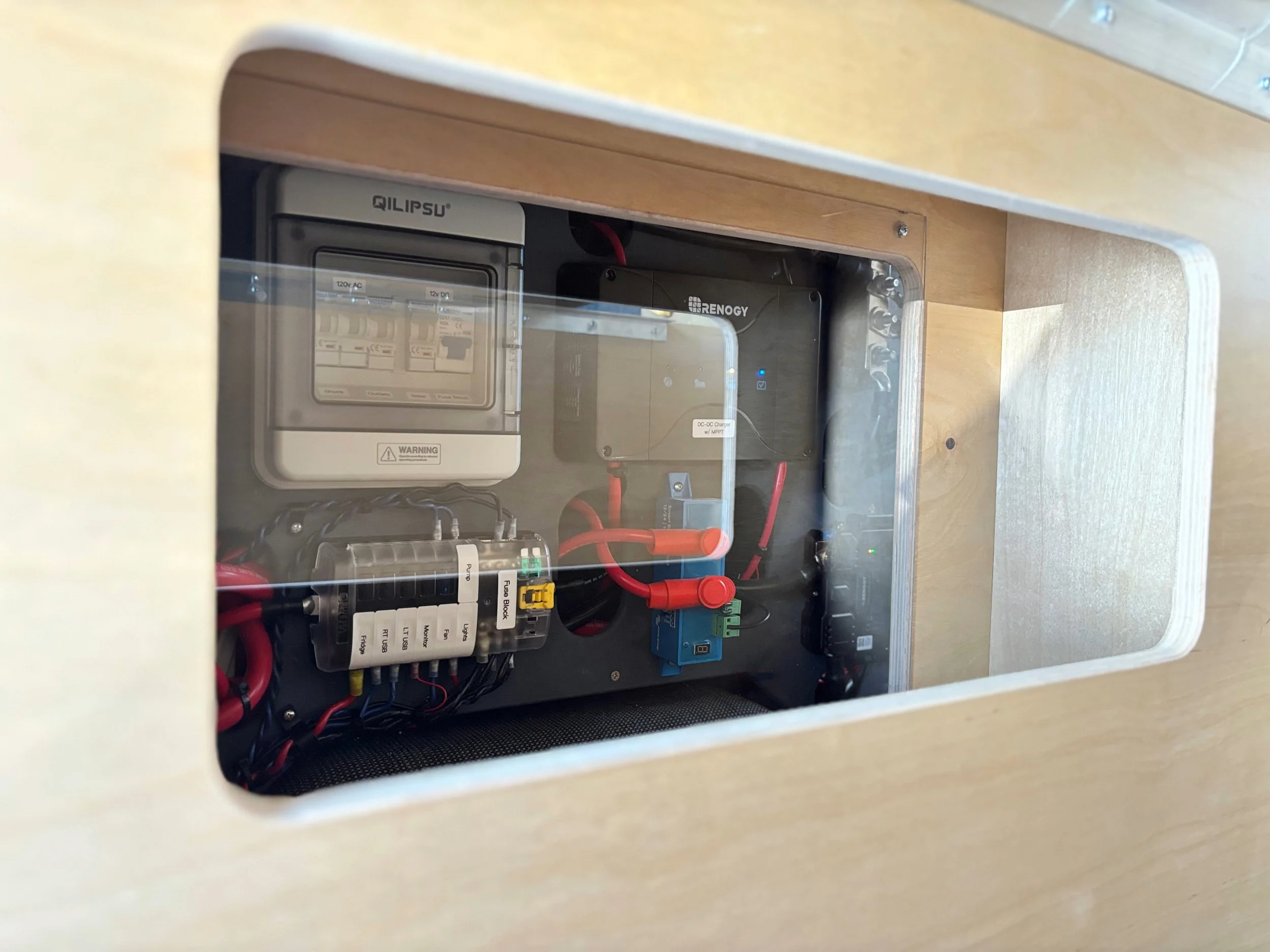 custom electrical board enclosure built for conversion van - mobile van builder in vancouver, wa
