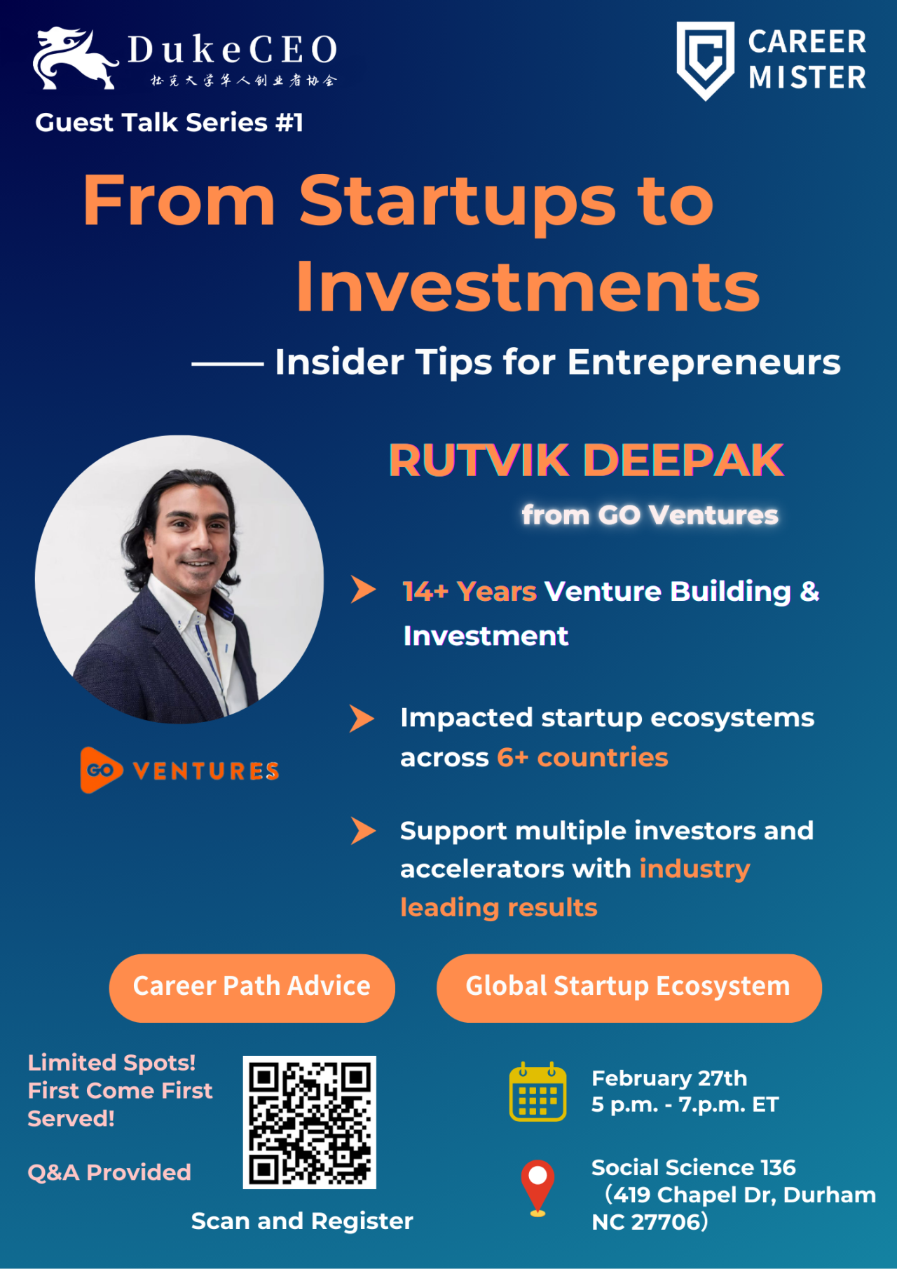 【DukeCEO Guest Talk Series #1】The Journey from Serial Entrepreneur to Global Investor