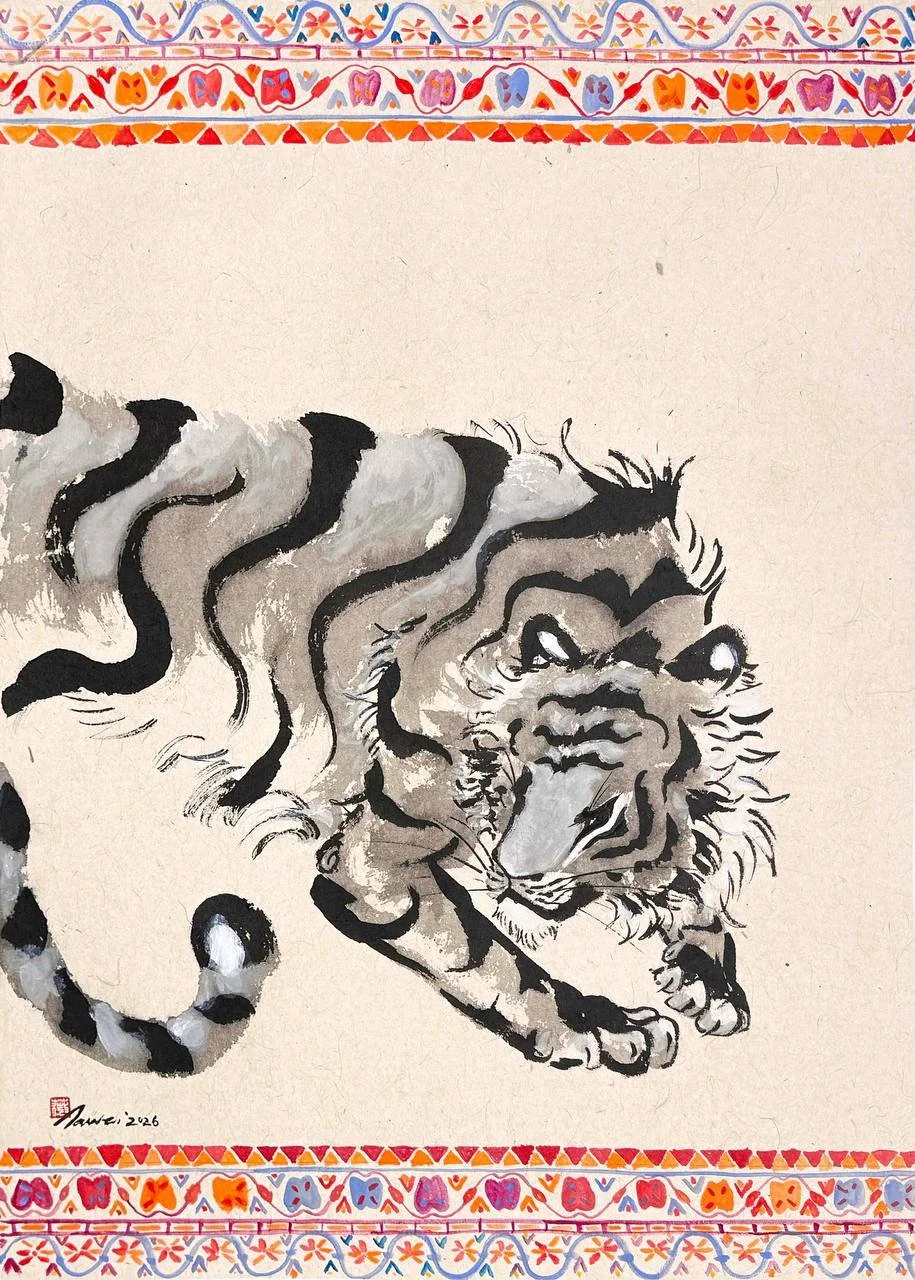 Making an Entrance // available
70cmH x 70cmL
Ink & Acrylic on Rice Paper
2025