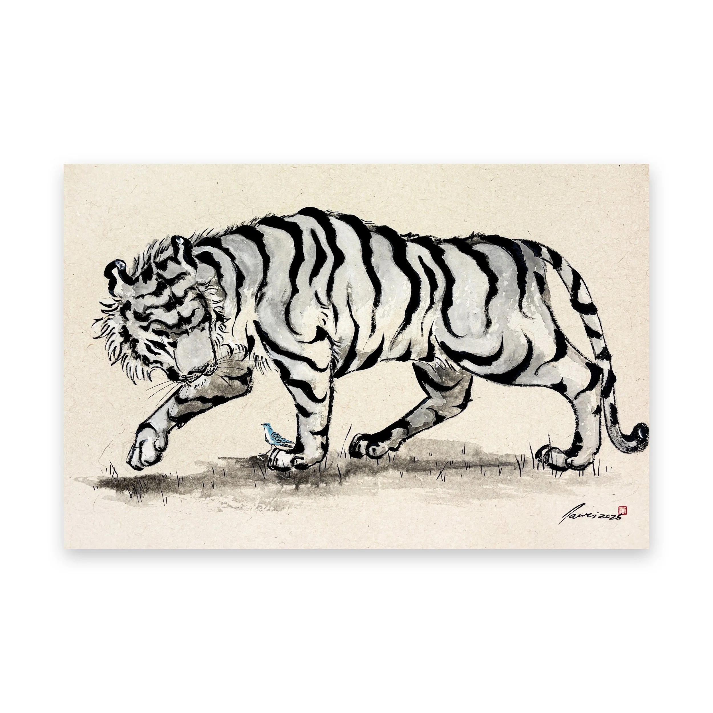 Hide & Seek // available
56cmH x 70cmL
Ink & Acrylic on Rice Paper
2026