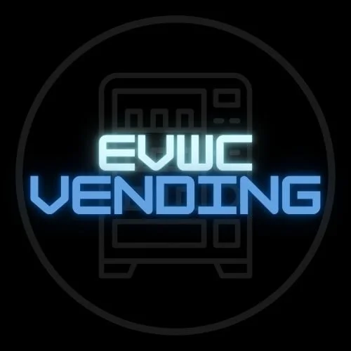 Neon sign reading 'EWEC VENDING' with a vending machine outline in the background.