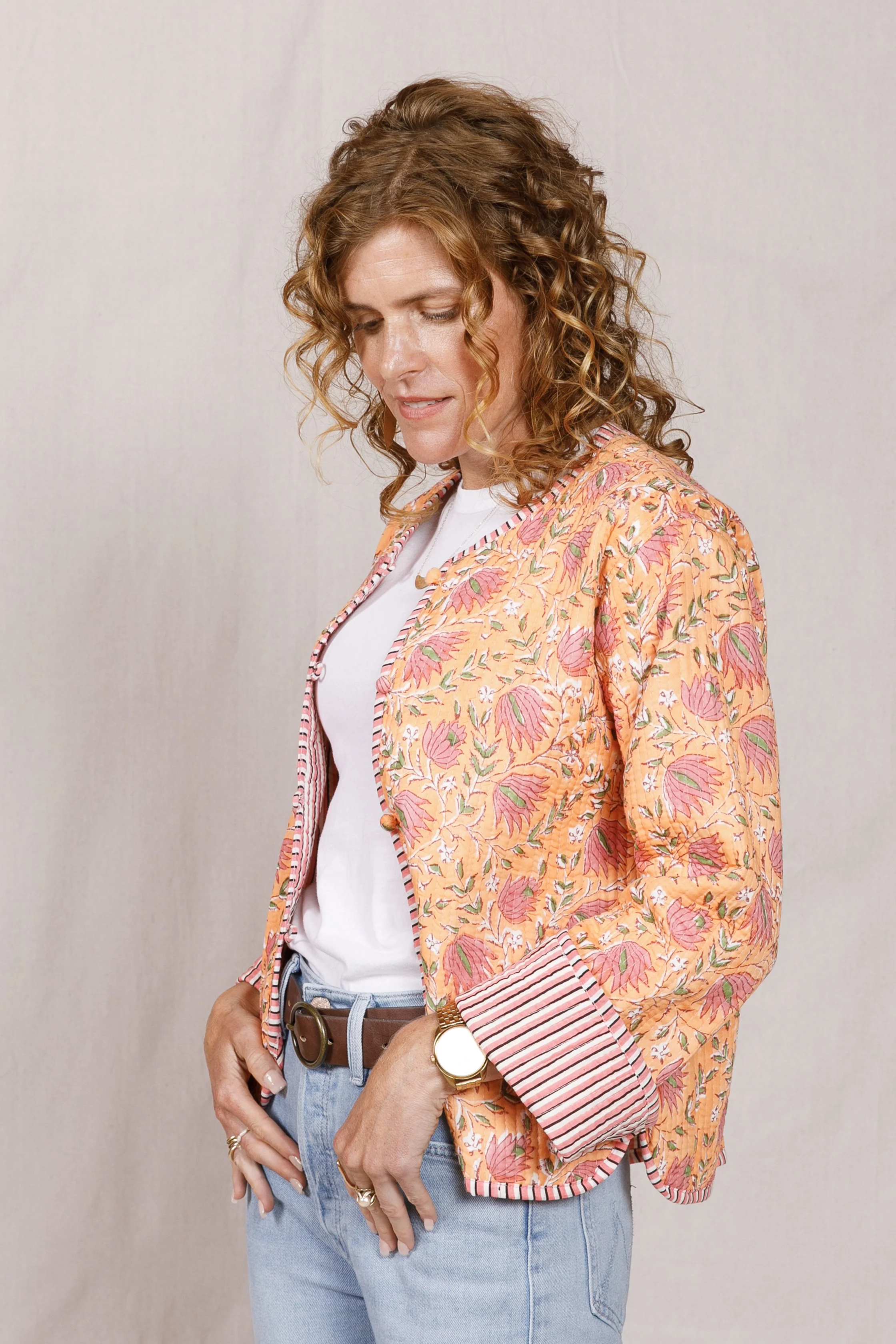 Saffron Lotus Reversible Quilted Jacket