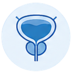 Icon of a urinary bladder in blue and white.