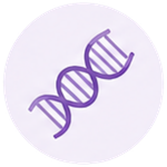Illustration of a DNA double helix in purple