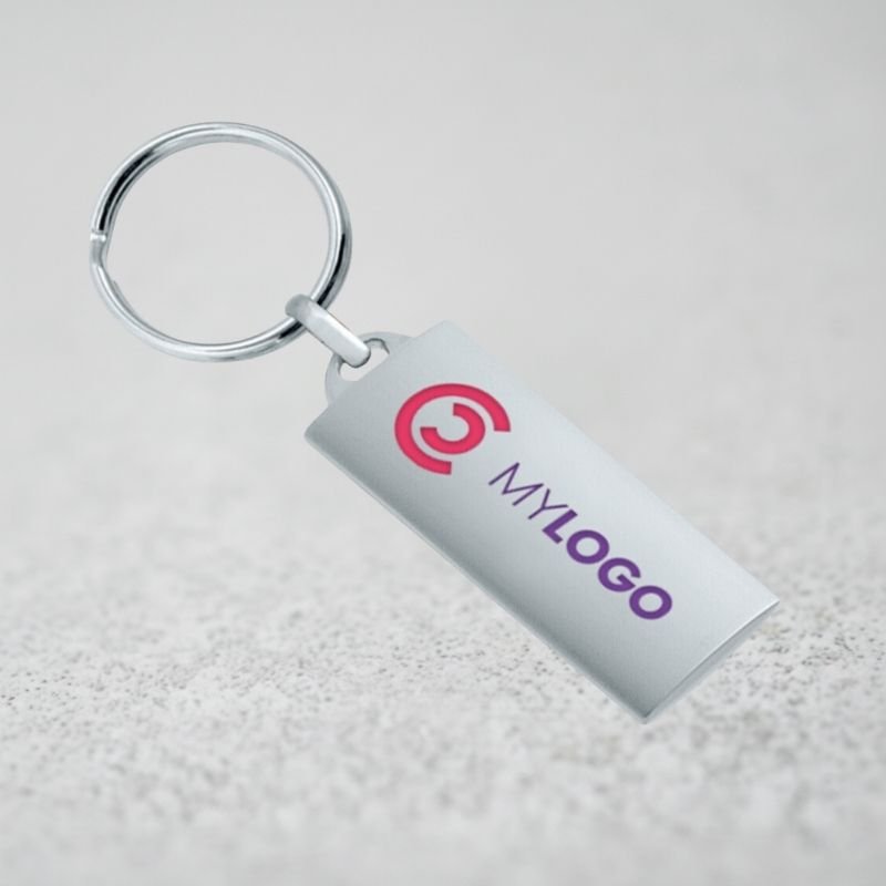 Porte-clés personnalisé avec logo, objet promotionnel incontournable et durable.
