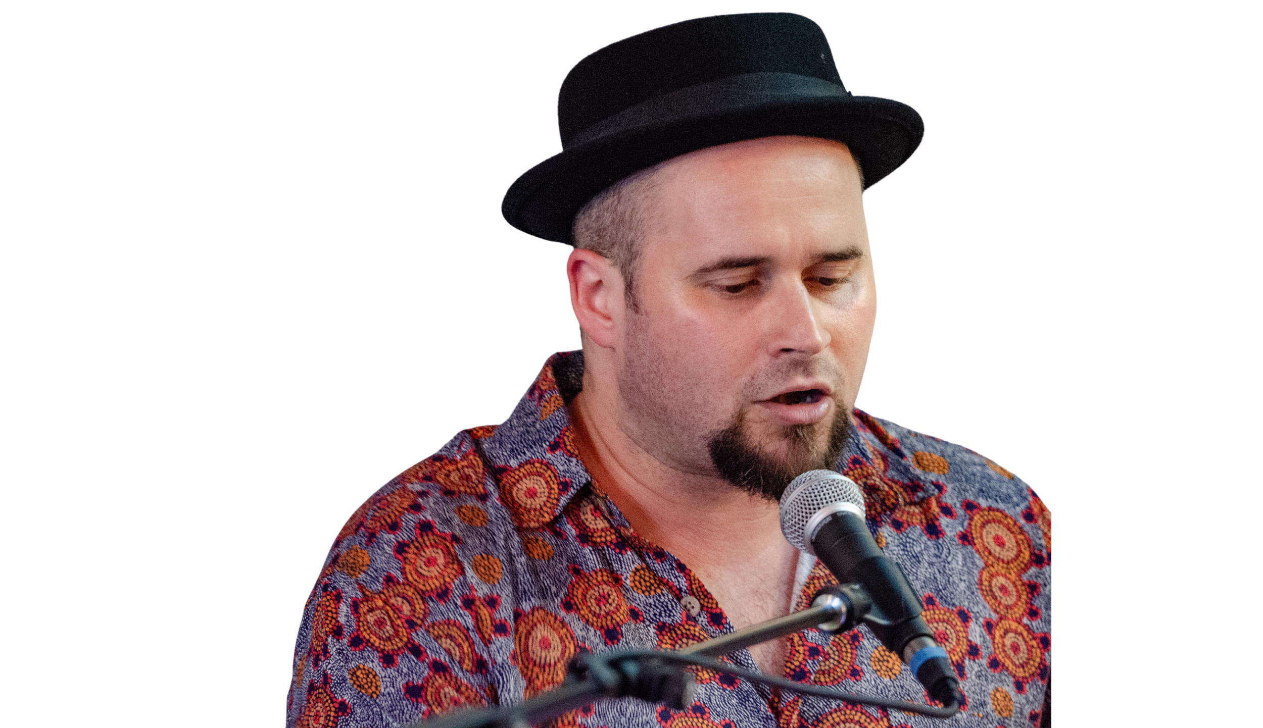 Live performer singing into microphone