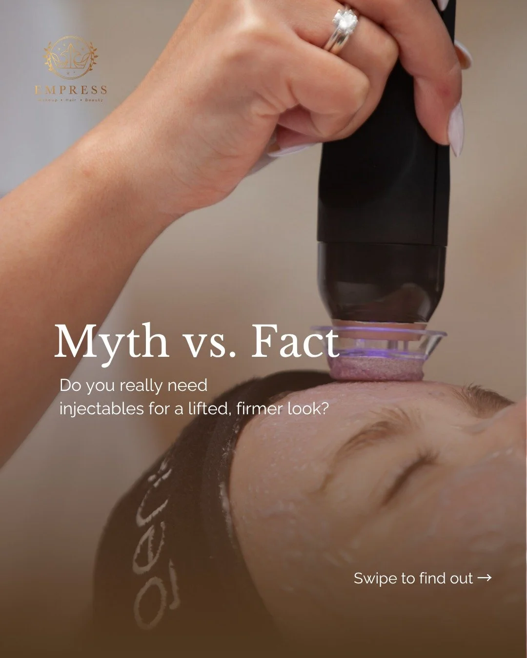 Myth or fact? Swipe to find out.

MYTH: The only way to firm and lift skin is injectables.
FACT: Non-invasive technology like Pro2Lift Geneo uses radio frequency and cell-reactivating ESA technology to tighten skin and stimulate collagen &mdash; no n
