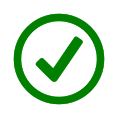 Green check mark inside a green circle indicating approval or success.