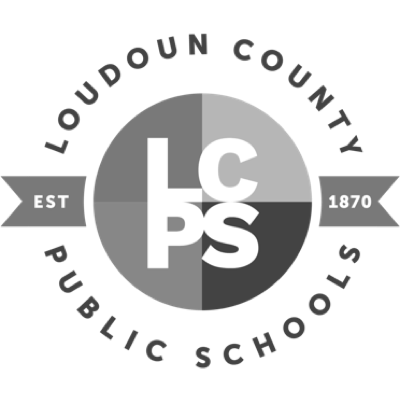 Logo of Loudoun County Public Schools with a circular design, the text "Loudoun County Public Schools" around the outer edge, "EST 1870" on a ribbon, and a central circle with LCPS initials and four quadrants.