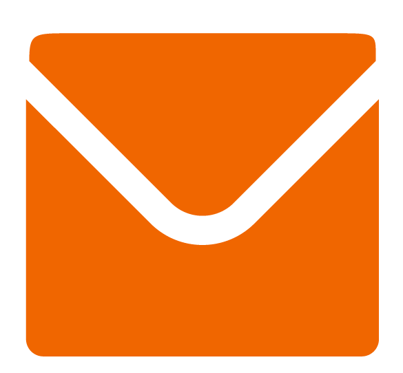 An orange envelope icon with a black outline and a black flap.