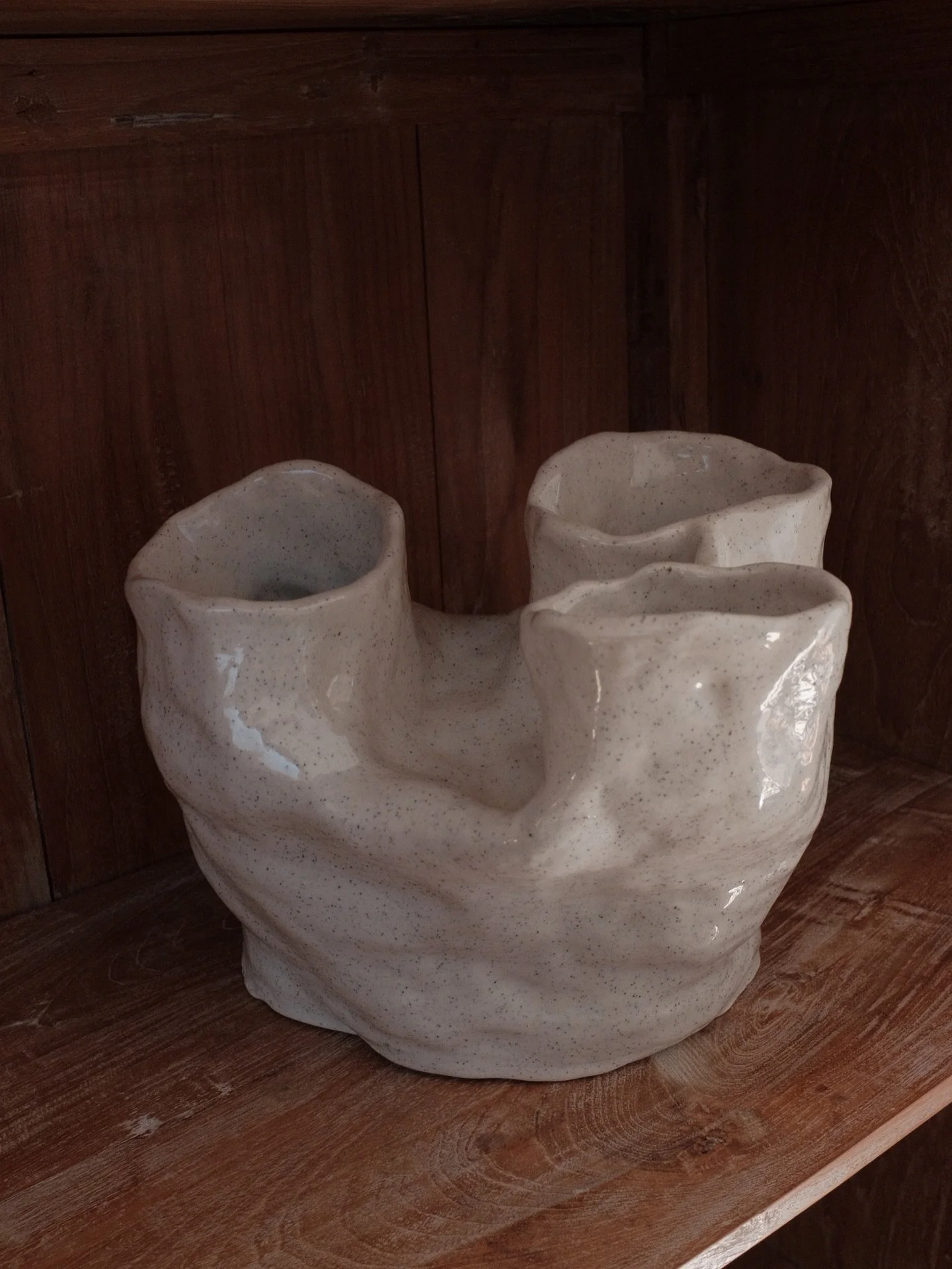 Vase 1.0 - the first large vessel I made - I made this on my study desk amongst books, in a carpeted bedroom &amp; using a t-shirt to hold it up on the inside because I had no other supplies - all to say that situations are rarely perfect, and always