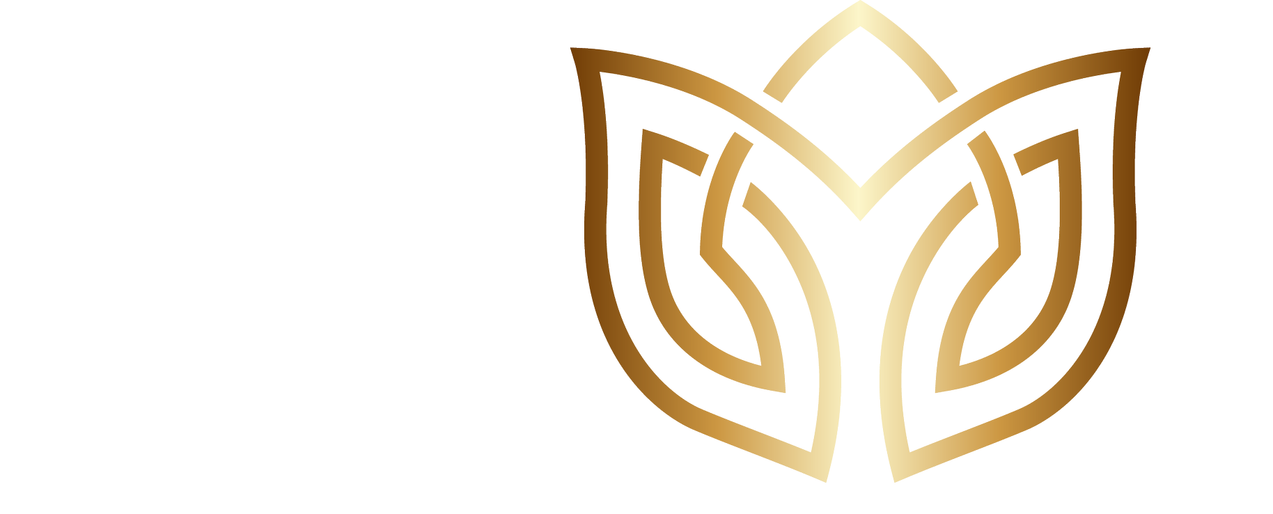 Een logo van een lotus bloemen ontwerp met gouden lijnen op een gele achtergrond.