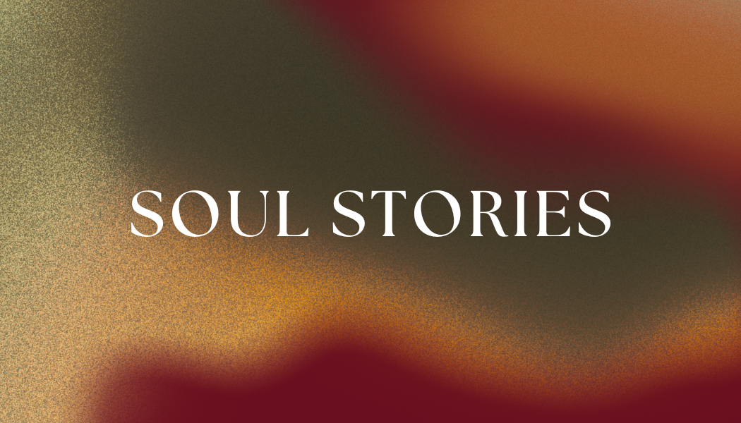 Soul Stories Logo - Dark Olive Green, Burnt Orange & Dark Burgandy with Stylistic Writing Centres in white