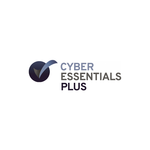Cyber Essentials logo with checkmark symbol and stylized text.
