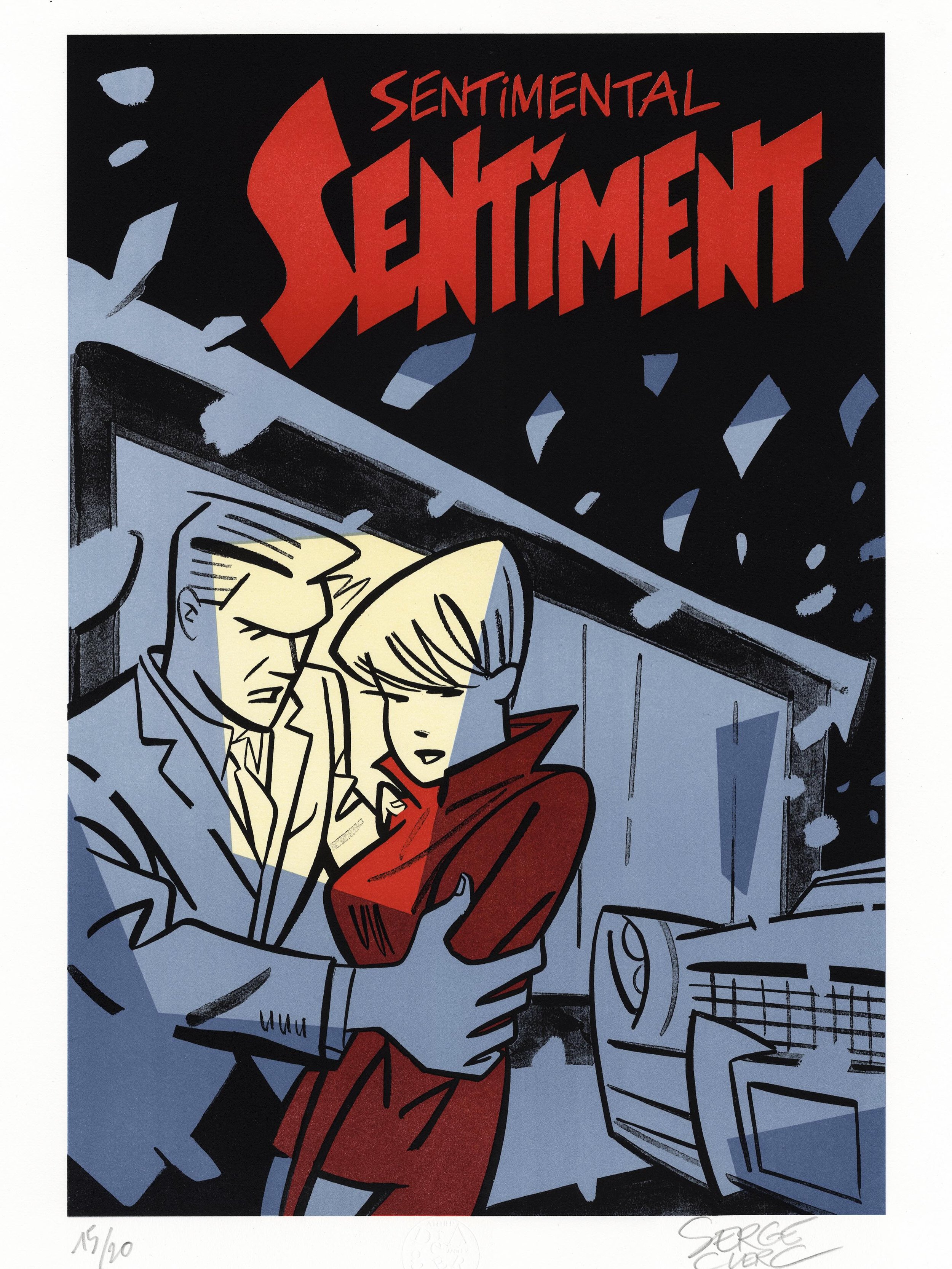 Alugraphie &laquo;&nbsp;Sentimental Sentiment&nbsp;&raquo;, par Serge Clerc, imprim&eacute; chez @antheselitho 

Souvent associ&eacute; &agrave; la Ligne Claire, Serge Clerc est surtout l&rsquo;une des grandes figures du &laquo; Style Atome &raquo;, 