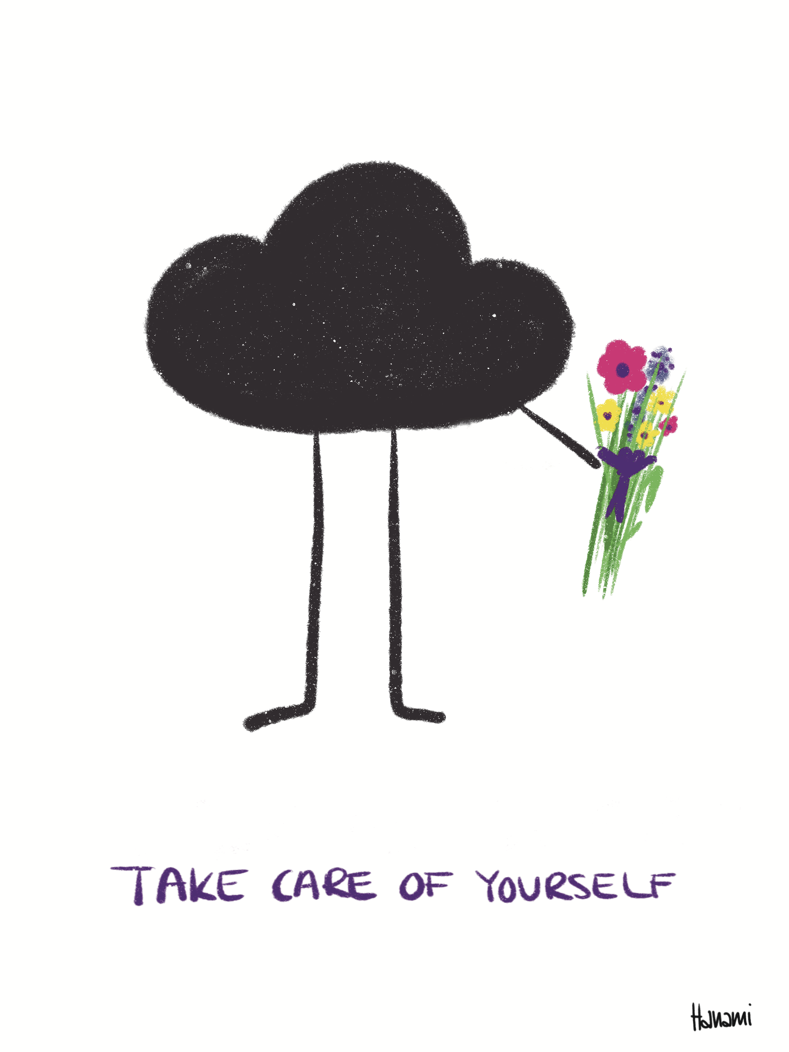 Postkarte Black Cloud - Blumenstrauß