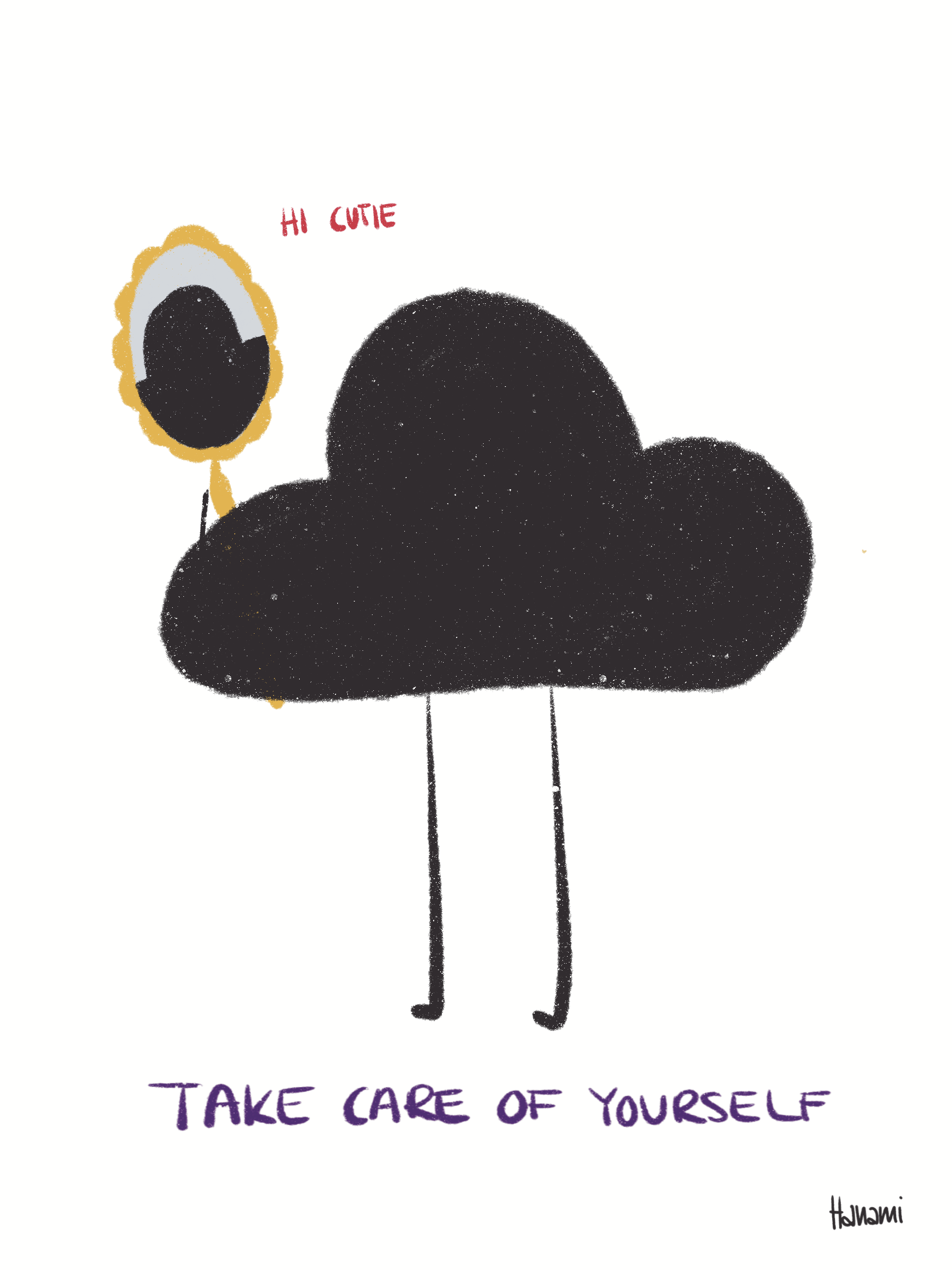 Postkarte Black Cloud - Hi cutie