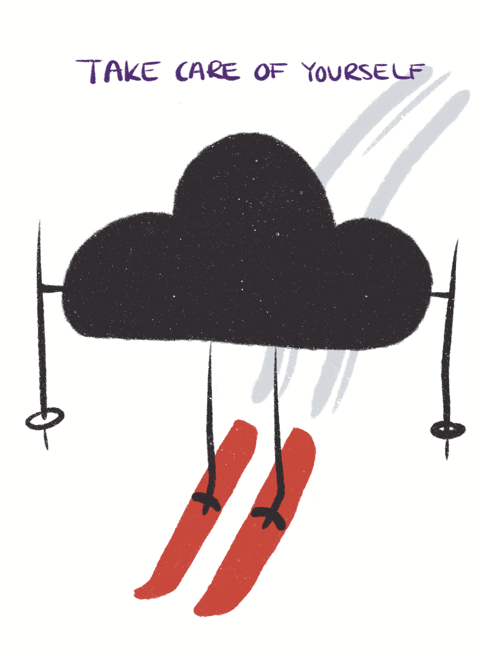 Postkarte Black Cloud - Ski