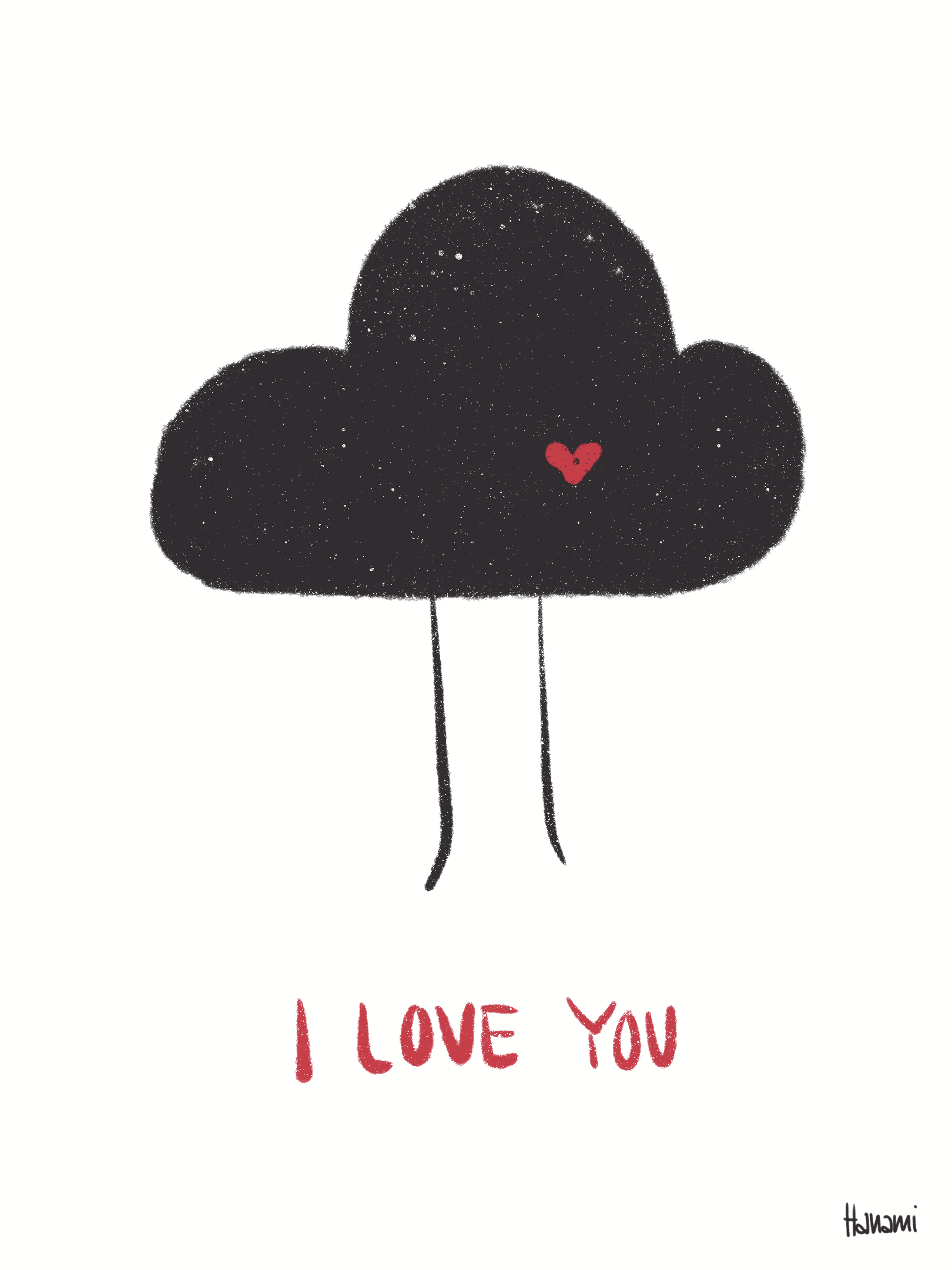 Postkarte Black Cloud - I love you