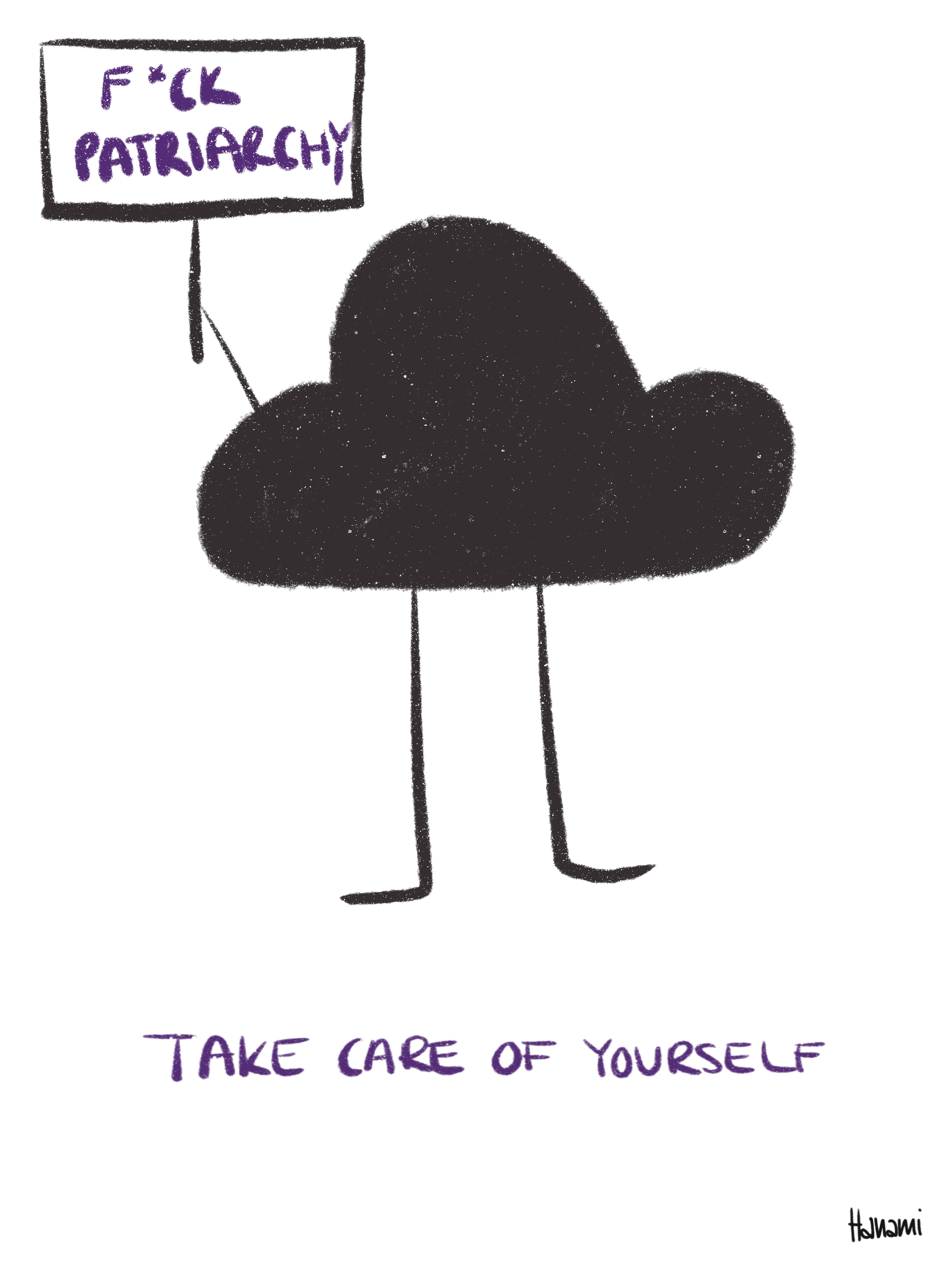 Postkarte Black Cloud - f*ck Patriarchy